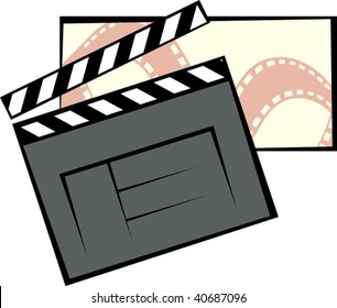 Illustration of film clapper board in a ash colour background	