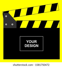 illustration of a film clapper with a yellow background
