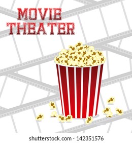 Illustration of film icon, movie popcorn, vector illustration