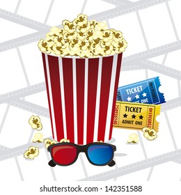 Illustration of film icon, movie popcorn, vector illustration