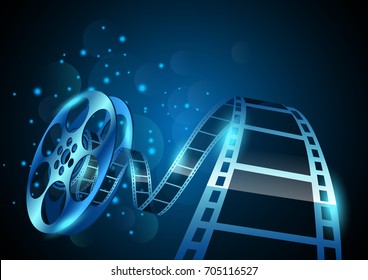 Illustration Of Film Reel Stripe On Abstract Background