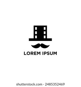 illustration film roll logo and a man with a dignified mustache