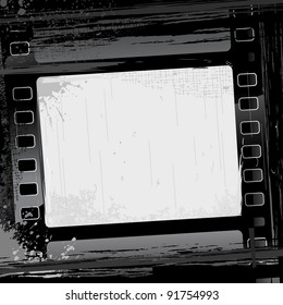 illustration of film strip frame on abstract grungy background