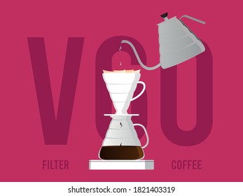 Illustration of filter coffee V60 style