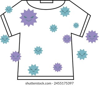 Illustration of a filthy T-shirt with germs