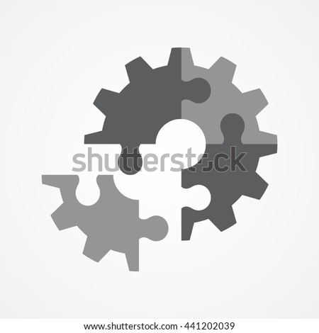 Illustration of the final piece of puzzle which forming a gear