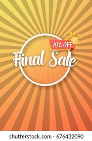 Illustration of Final Sale Vector Poster with Sunburs Lines on Background. Bright Sale Flyer Template