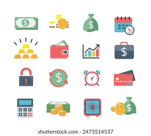 Illustration of Financial Icon Set for Multimedia Design