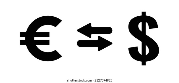 Illustration of financial transactions, currency exchange, bank transfers. Euro and dollar icon for business and finance. Vector graphics