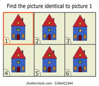 Illustration of Finding Two Identical Pictures. Educational Game for Children. Find the Same.