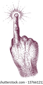 Illustration of a finger concerning a surface