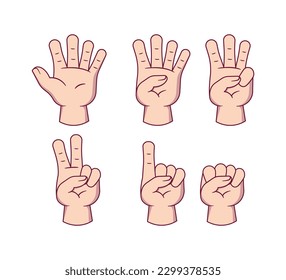 illustration finger gesture counting in white background