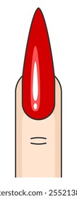 Ilustración de un dedo con una uña roja. Manicura con forma de uña de estilete