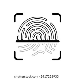 illustration of a fingerprint in a digital scanning interface. This graphic elegantly combines the human element with technology, symbolizing privacy, biometric data, and digital identification. Ideal
