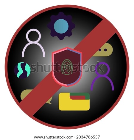 illustration of FINGERPRINT IDENTIFICATION FOR DATA ACCES PROTECTION, FLAT DESIGN