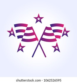 Illustration of finish flags with stars