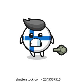 the illustration of the finland flag badge cartoon doing fart , cute style design for t shirt, sticker, logo element