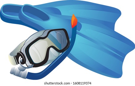 Illustration of fins with mask, with white background vector