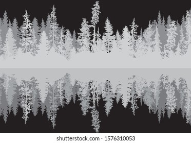 Illustration Fir Forest Silhouette Isolated On Stock Vector (Royalty ...