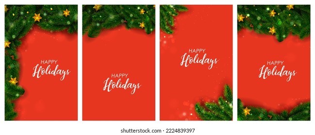 Illustration von Tanne und Kiefer auf fröhlichem Weihnachten und glücklichem Hintergrund