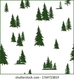 illustration with fir trees isolated on white background