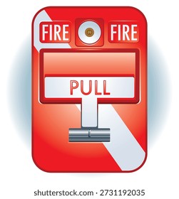 Ilustración de una estación de extracción de alarma contra incendios utilizada para activar manualmente el sistema de alarma contra incendios de un edificio durante una emergencia. Claramente marcado con “FUEGO” y “TIRAR”, este dispositivo de seguridad juega un papel vital en alertar a los ocupantes, iniciar la evacuación y notificar a los sistemas de respuesta de emergencia.