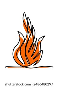  Illustration of a fire with a black outline and orange splash.