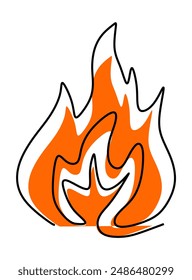  Illustration of a fire with a black outline and orange splash.