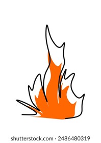  Illustration of a fire with a black outline and orange splash.