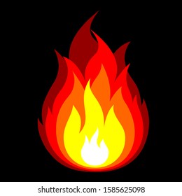 Illustration of a fire, bonfire, flame. It can be used for icon, emblem, logo.