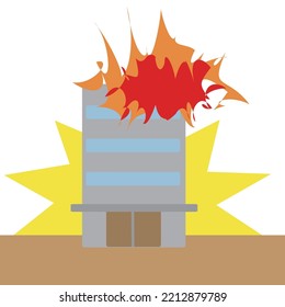 Illustration of a fire breaking out from a building