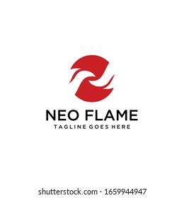 Illustration of fire burning in a circle like the letter N sign.