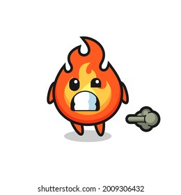 the illustration of the fire cartoon doing fart , cute style design for t shirt, sticker, logo element