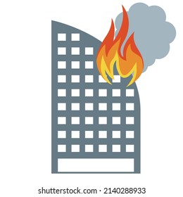 Illustration Of A Fire In A Commercial Building Icon Silhouette Damage Insurance Earthquake Disaster Image