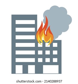 Illustration Of A Fire In A Commercial Building Icon Silhouette Damage Insurance Earthquake Disaster Image