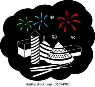 Illustration of fire crackers 	