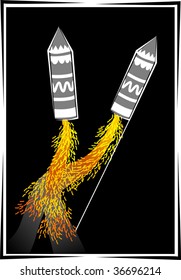 Illustration of fire crackers 	