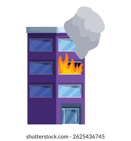 Illustration of a fire disaster with flames coming out of the windows of an office building