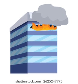 Illustration of a fire engulfing a modern office building, emphasizing the destructive power of fire and the importance of safety measures