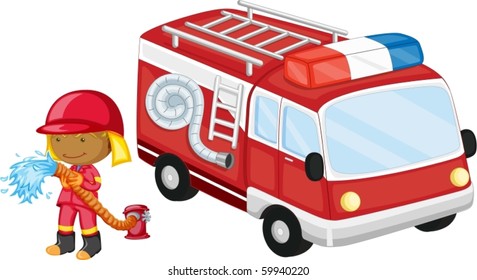 illustration of fire fighter on a white background