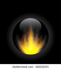 Illustration fire flame in circle frame - vector 
