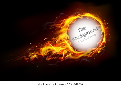 illustration of fire flame in circular frame with musical notes