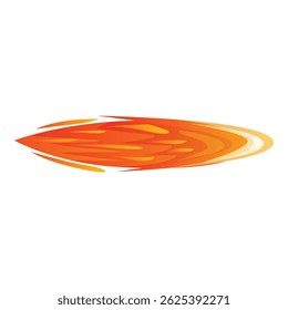 Ilustração de uma chama de fogo voando e criando uma forma de cauda de cometa sobre fundo branco