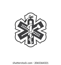 illustration of fire rescue badge, vector art.