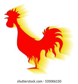 Illustration a Fire Rooster New Year Symbol