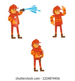 illustration of fire safety with a fireman