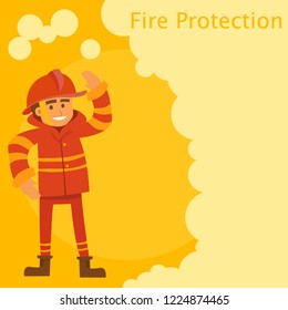 illustration of fire safety with a fireman