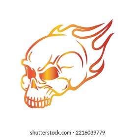 ilustración de cráneo de incendio en cráneo de muerte en la cabeza