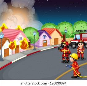 Illustration of a fire at the village