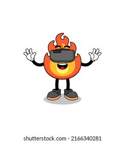 Illustration of fire with a vr headset , character design